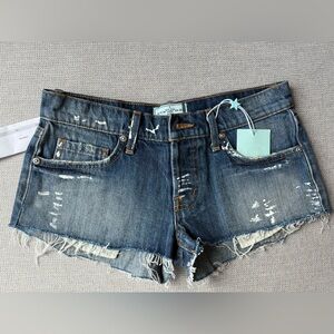 REVICE Blue Distressed Jean Shorts